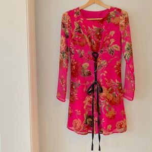 ASOS Long Sleeve Floral Tie Dress